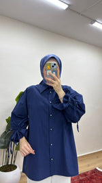 Arkası Pileli Gömlek - Lacivert