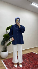 Arkası Pileli Gömlek - Lacivert