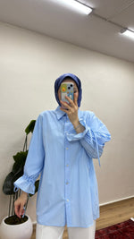 Arkası Pileli Gömlek - Mavi