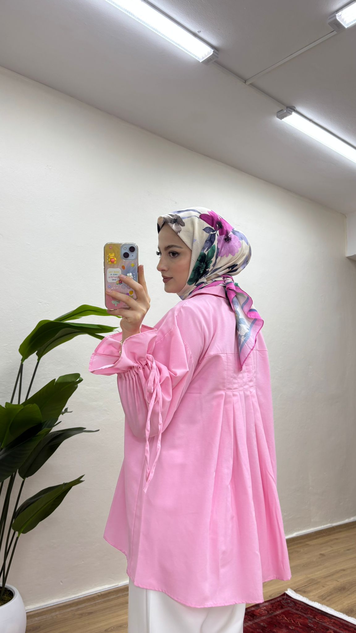 Arkası Pileli Gömlek - Pembe