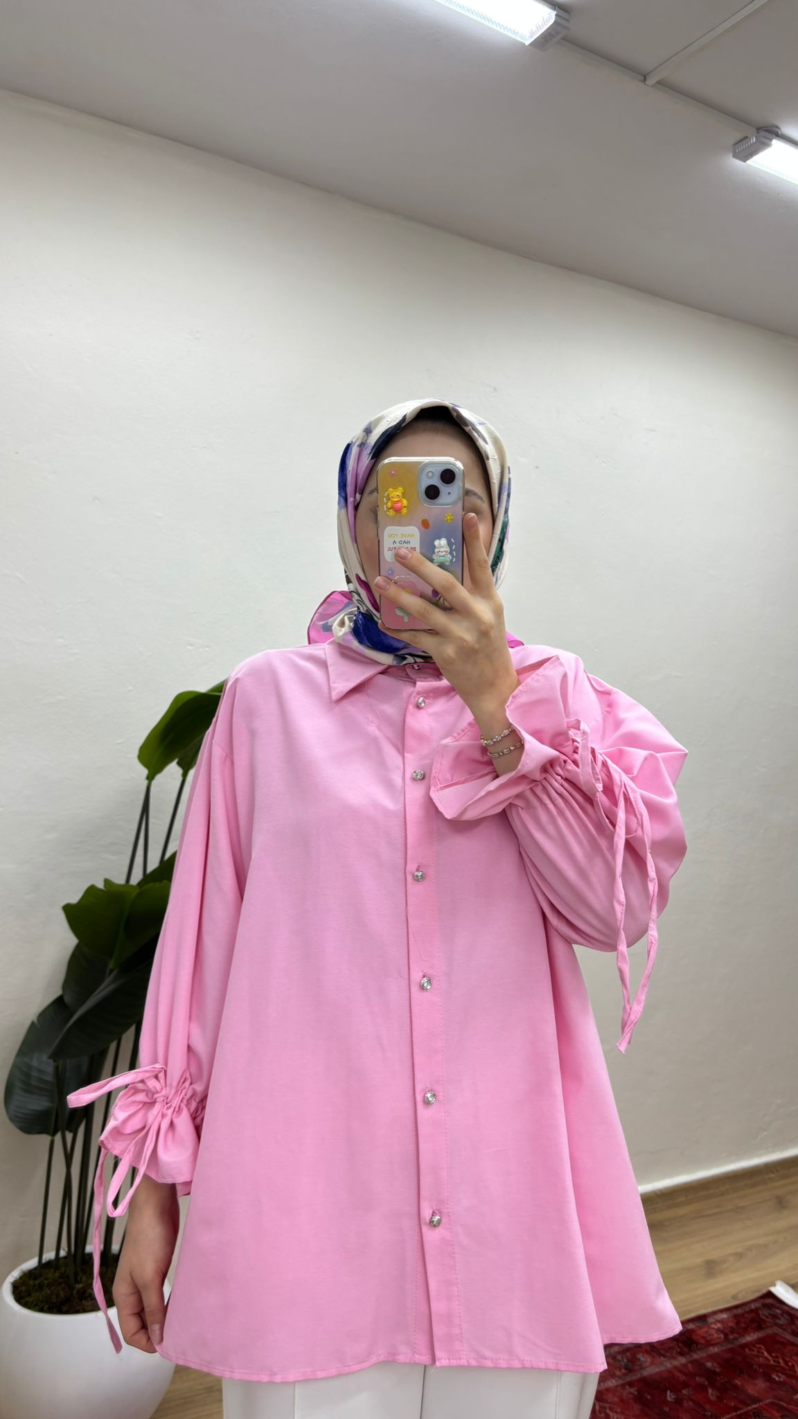 Arkası Pileli Gömlek - Pembe