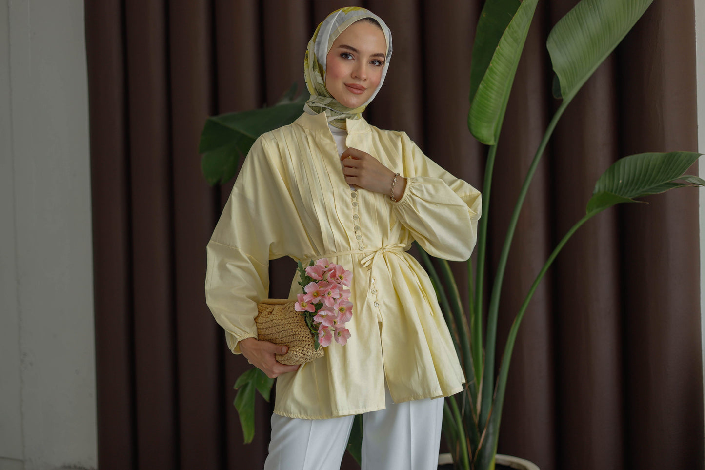 Nervürlü Gömlek - Sarı