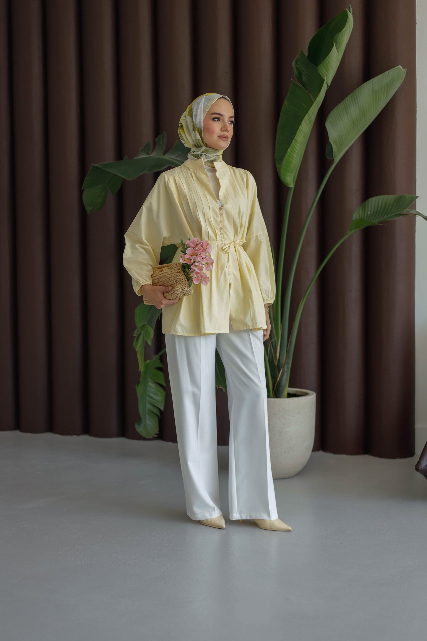 Nervürlü Gömlek - Sarı