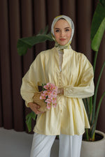 Nervürlü Gömlek - Sarı