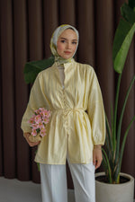 Nervürlü Gömlek - Sarı