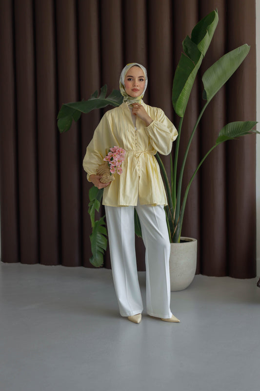 Nervürlü Gömlek - Sarı