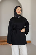 Bel Bağlamalı Oyhso Tunik - Siyah