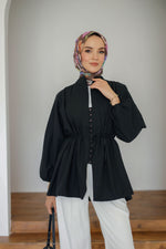 Nervürlü Gömlek - Siyah