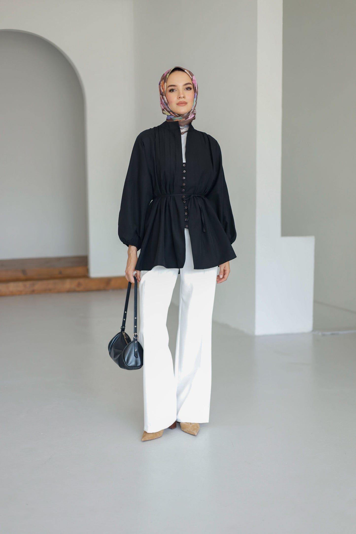 Nervürlü Gömlek - Siyah