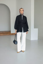 Nervürlü Gömlek - Siyah