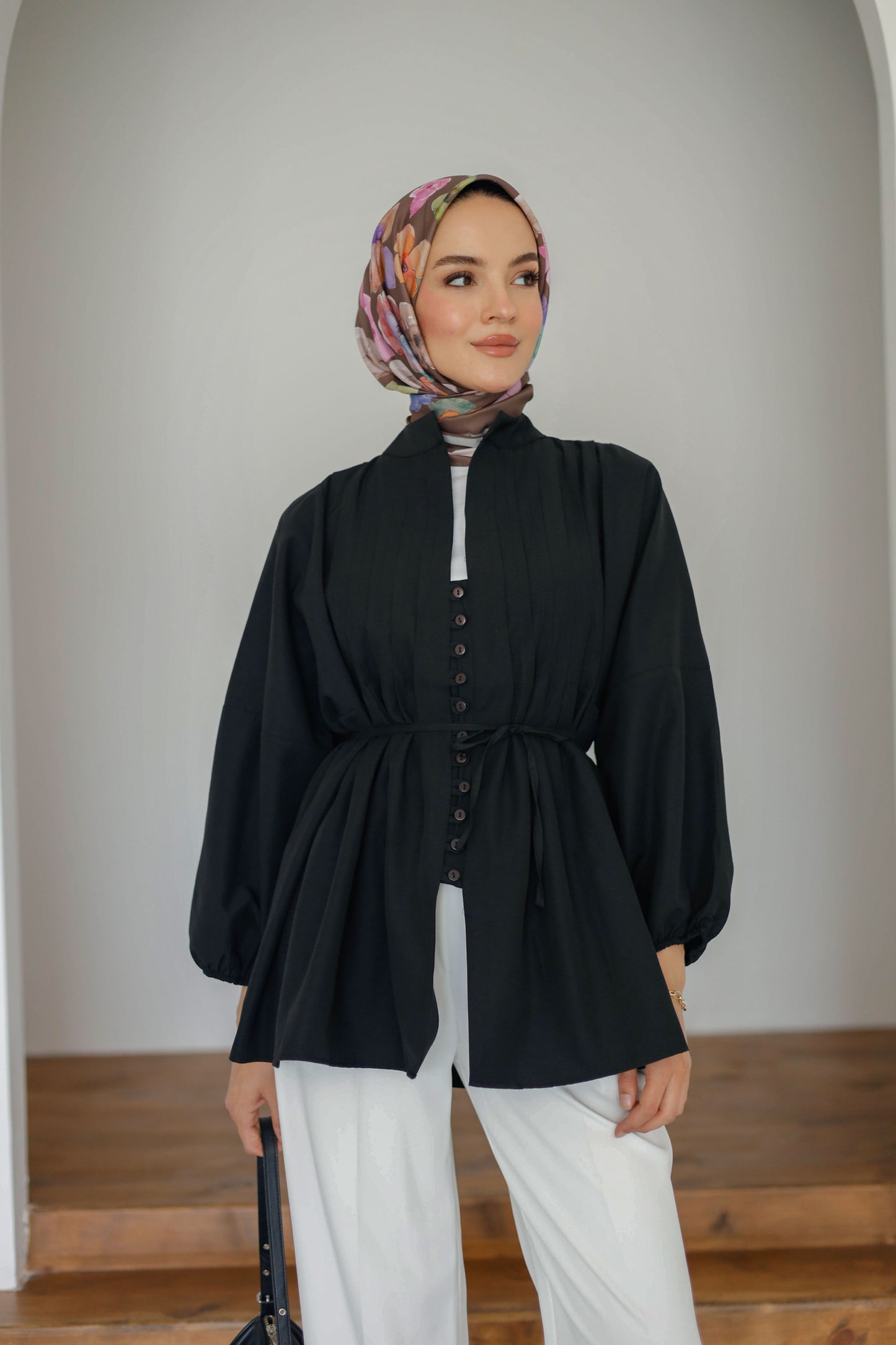 Nervürlü Gömlek - Siyah