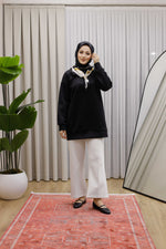 Yaka Fularlı Tunik - Siyah