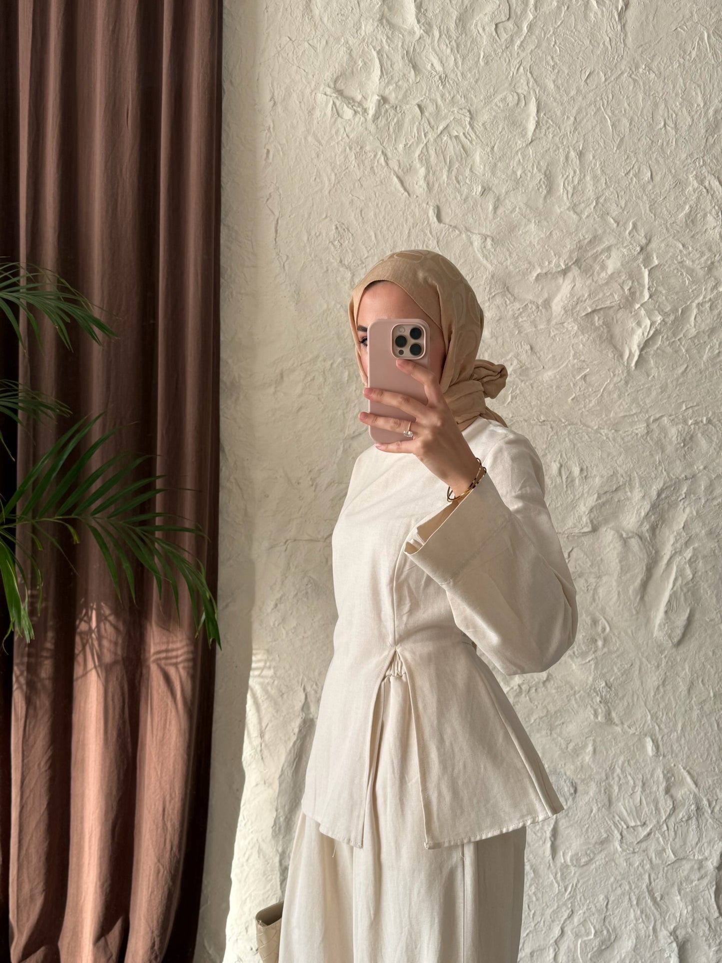 Kadın Yırtmaç Detaylı Pantolonu Lastikli Pinterest Takım - Bej