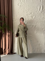 Kadın Yırtmaç Detaylı Pantolonu Lastikli Pinterest Takım - haki