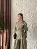 Kadın Yırtmaç Detaylı Pantolonu Lastikli Pinterest Takım - haki
