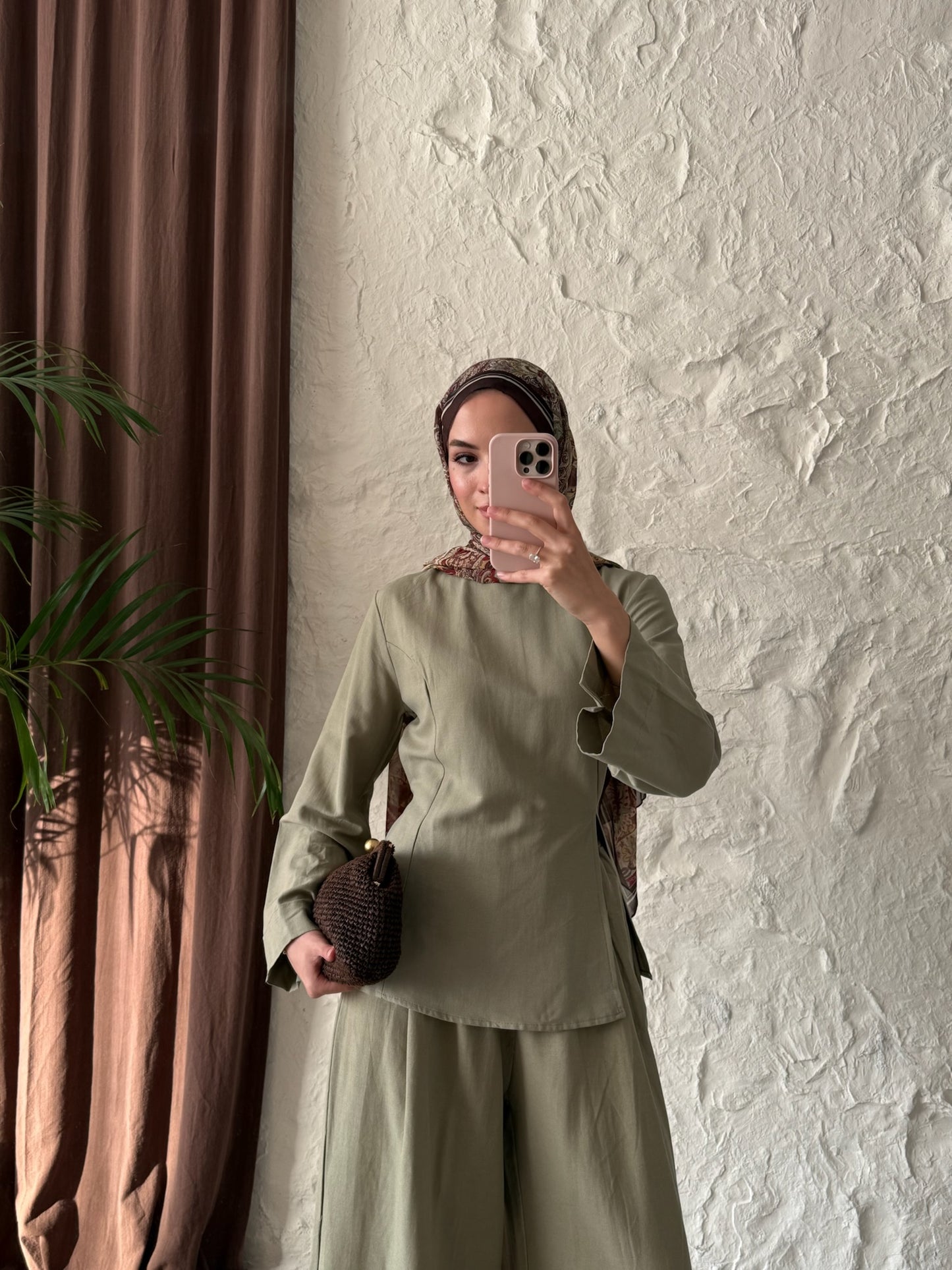 Kadın Yırtmaç Detaylı Pantolonu Lastikli Pinterest Takım - haki