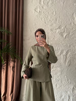 Kadın Yırtmaç Detaylı Pantolonu Lastikli Pinterest Takım - haki