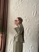 Kadın Yırtmaç Detaylı Pantolonu Lastikli Pinterest Takım - haki