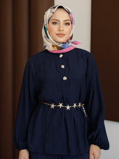 Yıldız Desenli Kararmaz Çelik Kemer - Gold