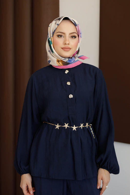 Yıldız Desenli Kararmaz Çelik Kemer - Gold