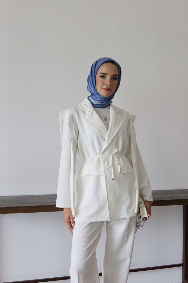 Bel Bağlamalı Blazer Ceket - Görsel 5