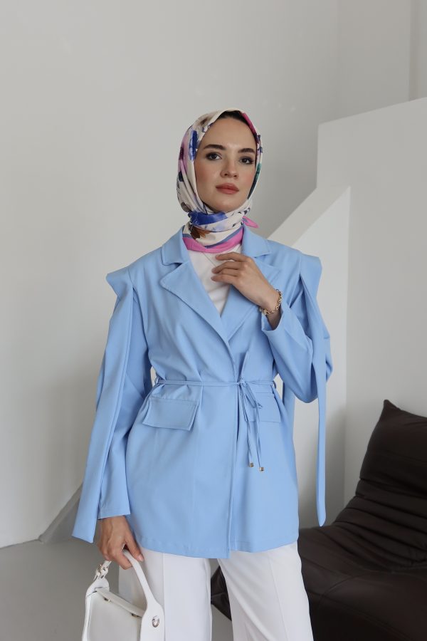 Bel Bağlamalı Blazer Ceket - Görsel 4